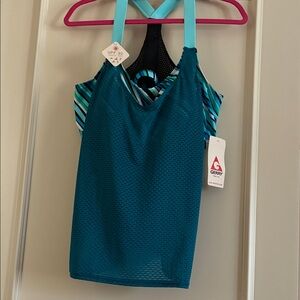 Gerry brand Teal and Aqua Layered Tankini Top